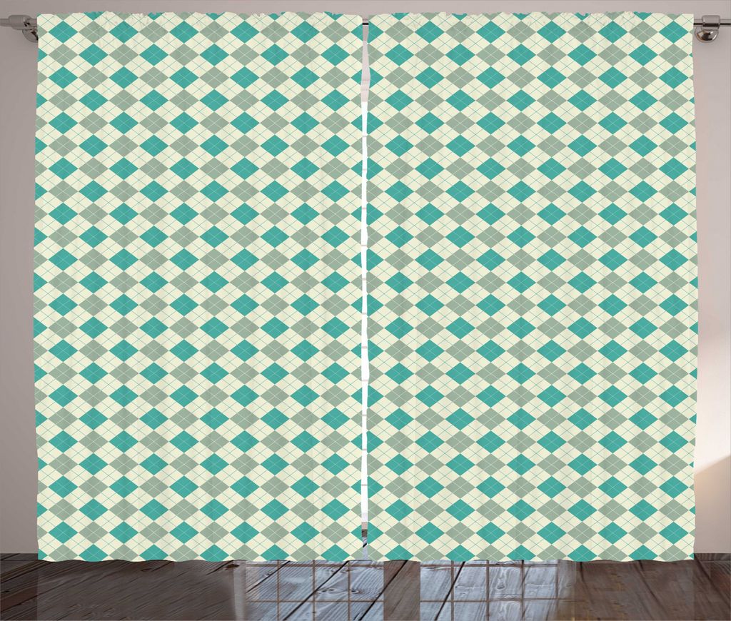 ABAKUHAUS Plaid Rustikaler Vorhang, Klassische Squares Gepunktete Linien, Wohnzimmer Universalband Gardinen mit Schlaufen und Haken, 280 x 225 cm, ...