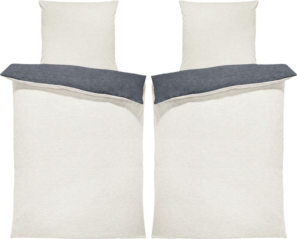 Winter Bettwäsche Biber Meliert Baumwolle Flanell Kuschelig Flauschig Warm Weich Modern, Größe:4 teilig 155x220 cm, Farbe:natur beige / anthrazit