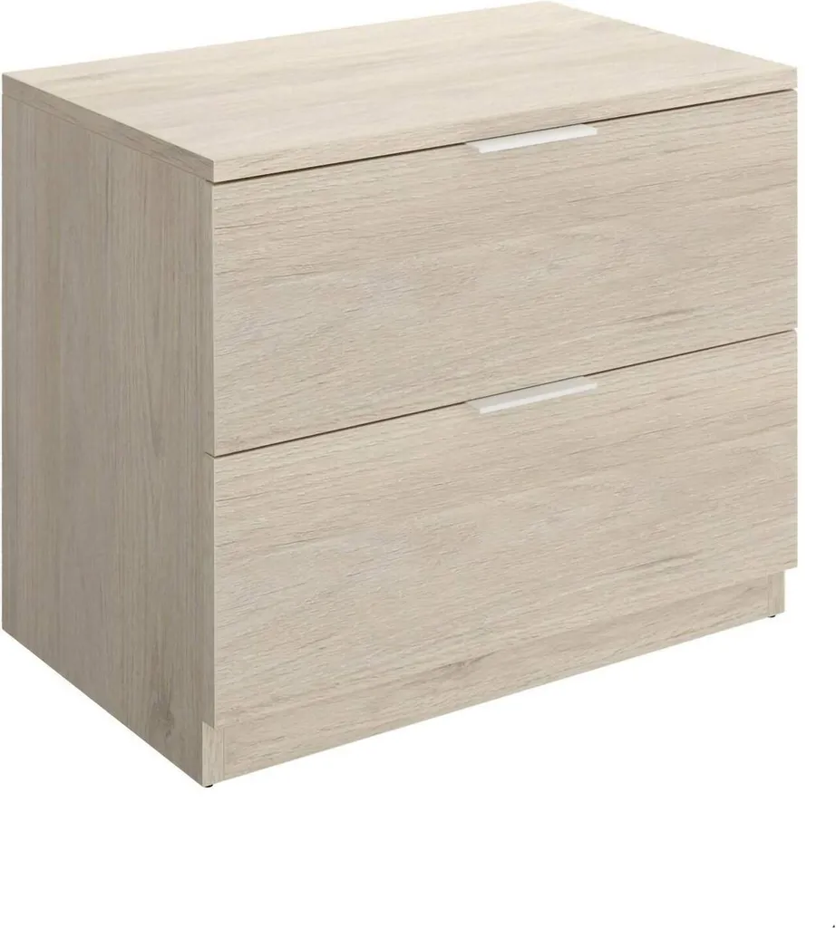Table de chevet Banyan pour chambre adulte Chêne Brun 2 tiroirs 46h