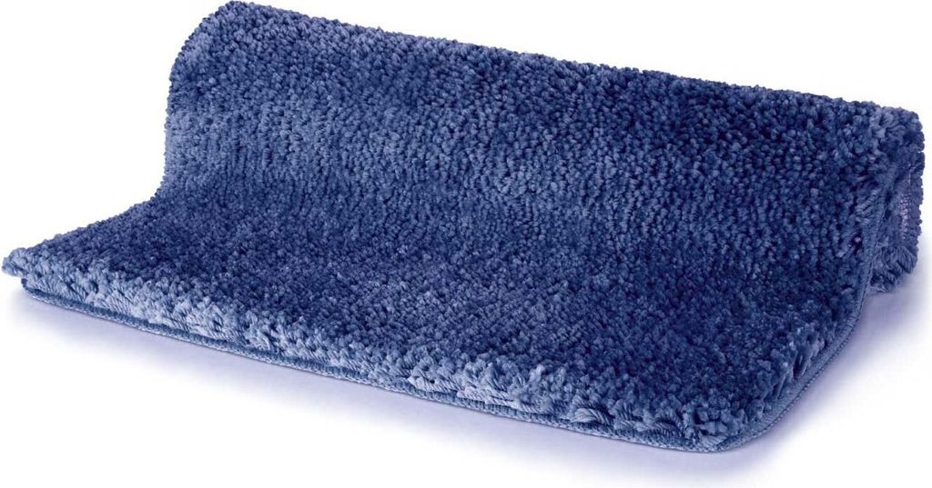 Spirella Badteppich Badematte Duschvorleger Mikrofaser Hochflor | flauschig | rutschhemmend | geeignet für Fußbodenheizung | 55x65 cm | Marine Blau