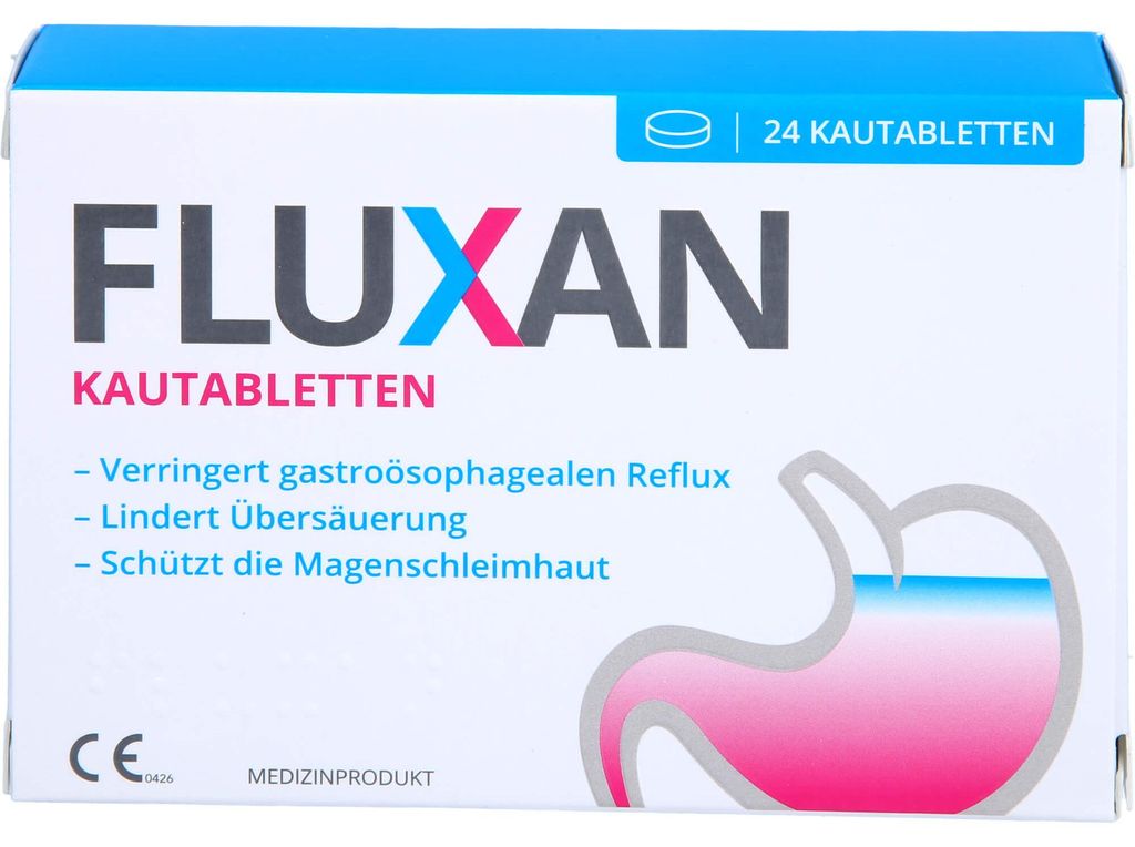 Fluxan Kautabletten verringert gastroösophagealen Reflux Produktbild 