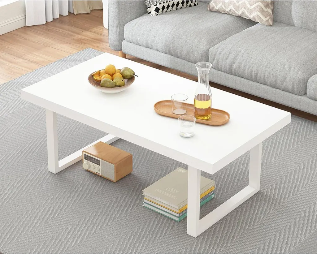 Table basse stable et compacte blanche pour petits espaces 100cm