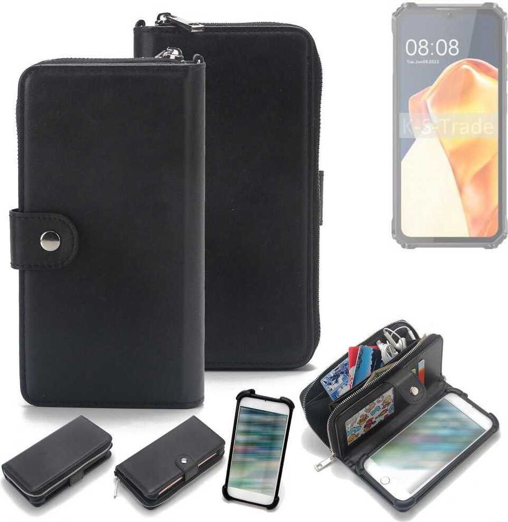 K-S-Trade 2in1 Handyhülle Schutzhülle kompatibel mit Oukitel WP28E & Portemonnee Cover Handy Hülle Case Etui Geldbörse Wallet Bookstyle Hülle