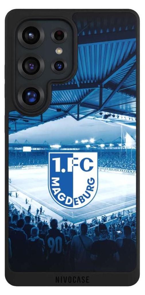 NIVOCASE Handyhülle für Samsung Galaxy S25 Ultra Hülle NIVOpure Case Schwarz Stadion 1. FC Magdeburg 1. FCM