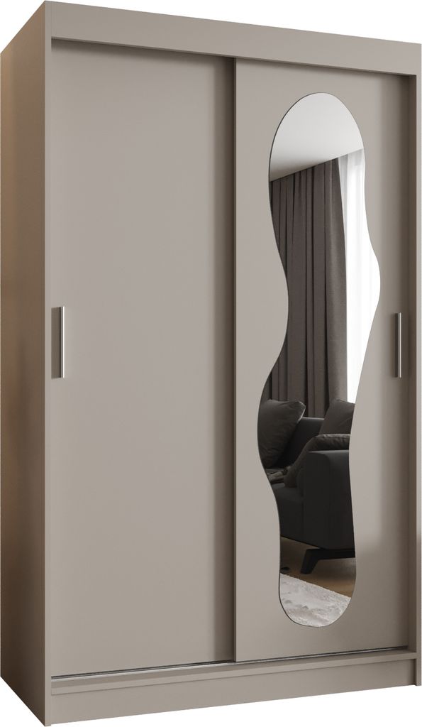 MEBLE KRYSPOL ULTRA 120 Kleiderschrank mit zwei Schiebetüren für Schlafzimmer – moderner Aufbewahrungsschrank mit Kleiderstange und Regalen –...