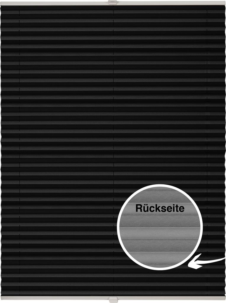 Thermo-Plissee auf Maß für Fenster zum Anschrauben in Glasleiste Farbe: Schwarz, Größe: B): 111-120 cm, H): 151-200 cm