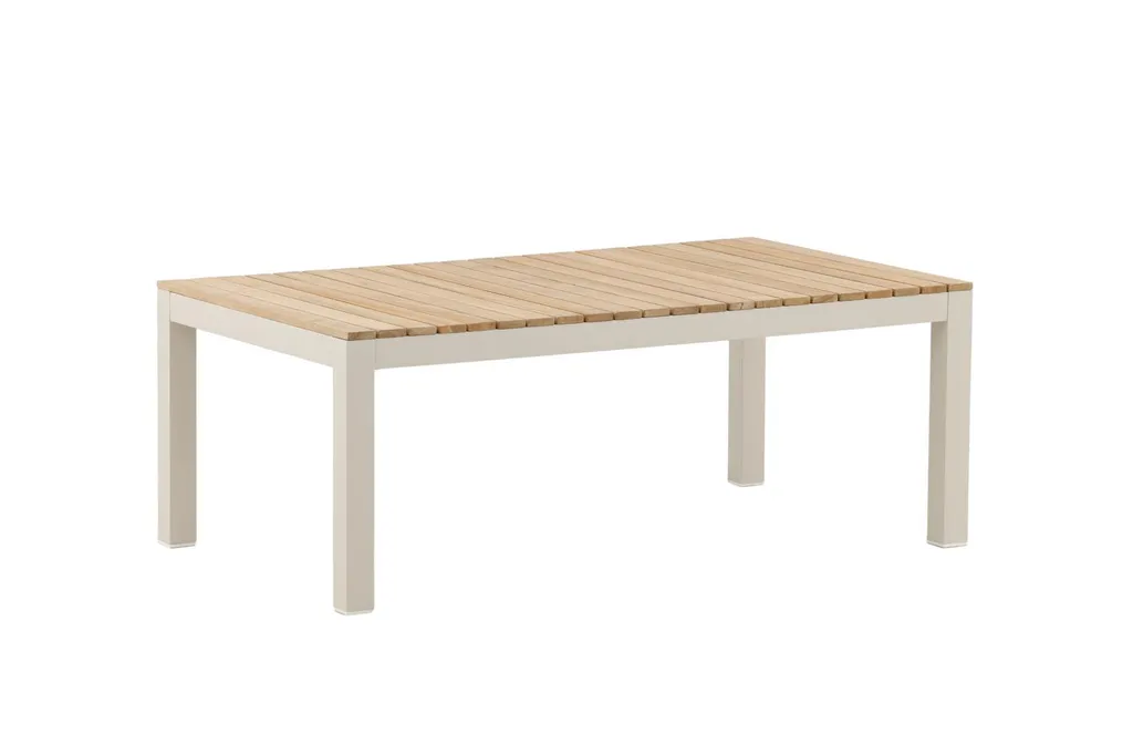Table basse Brasilia en teck et beige pour un salon durable et chic