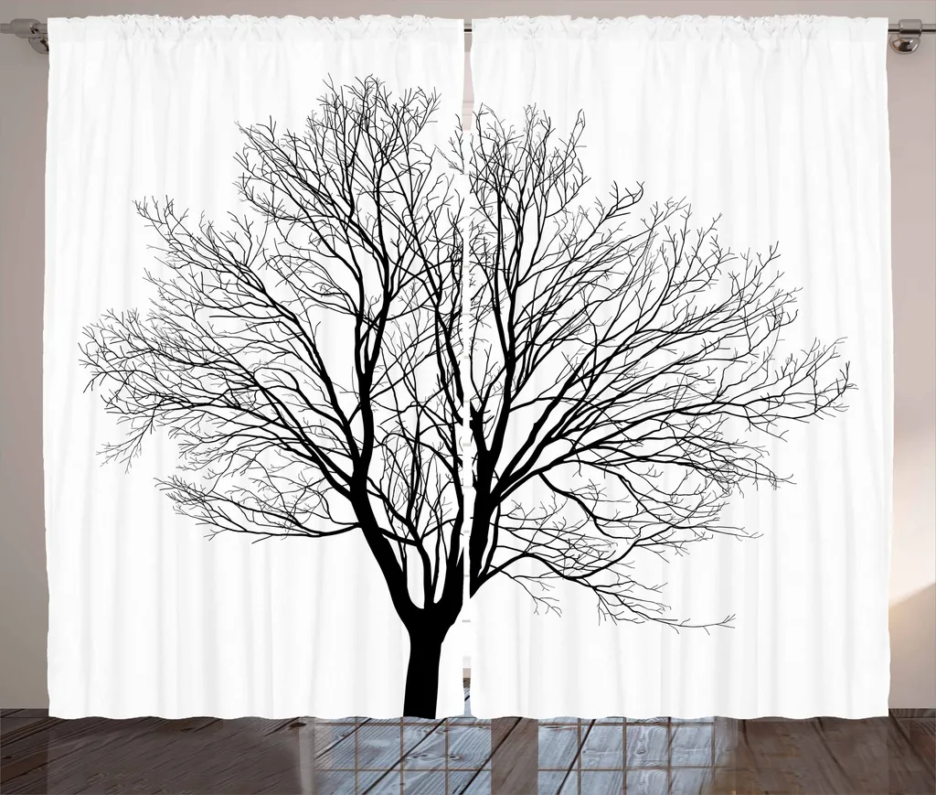 Tende ABAKUHAUS Bianco Nero Arredo Rustico Barren Tree 280x175