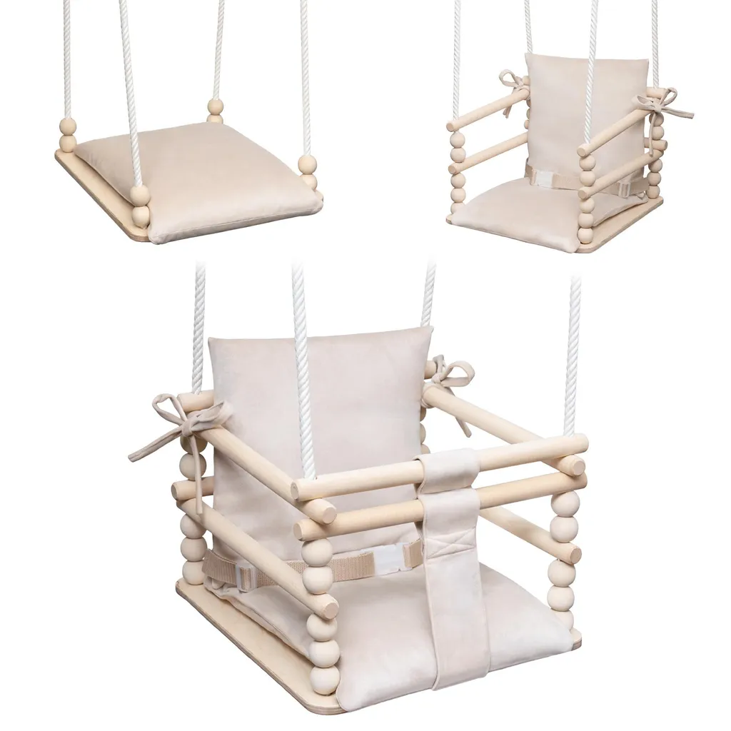 Balançoire Maison en Bois avec Structure Stable et Montage Facile, Hauteur 2m