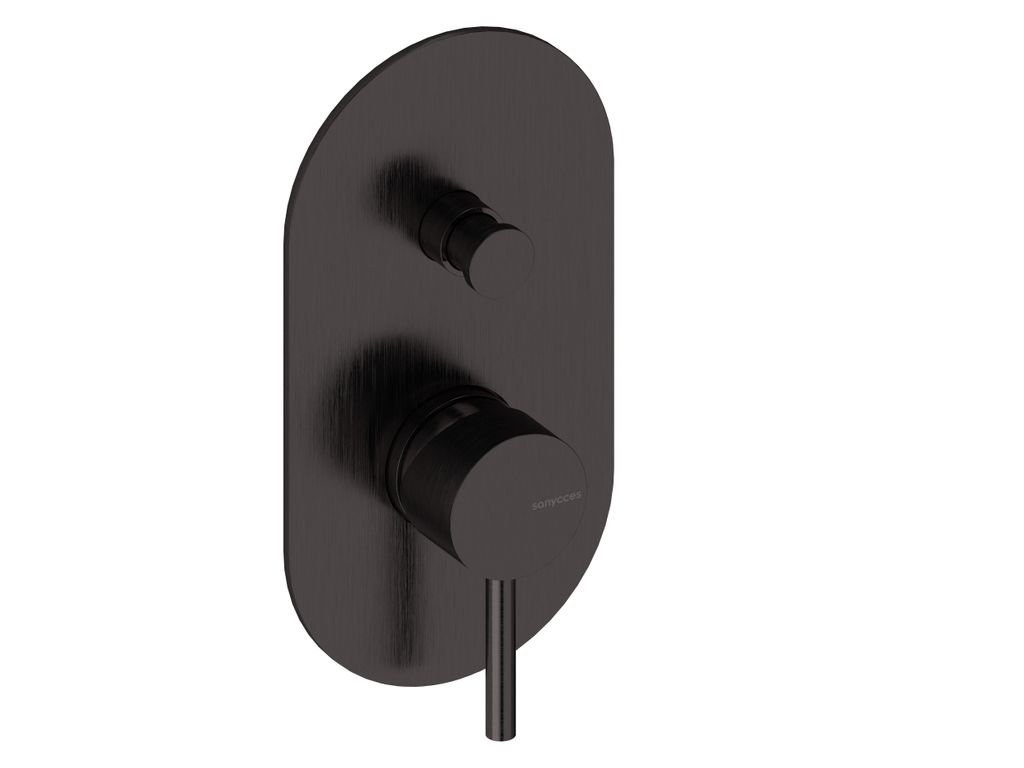 SANYCCES LOOP Unterputz 2-Wege-Dusch-Brausebatterie mit Unterputz Einbaukörper, schwarz metallisch