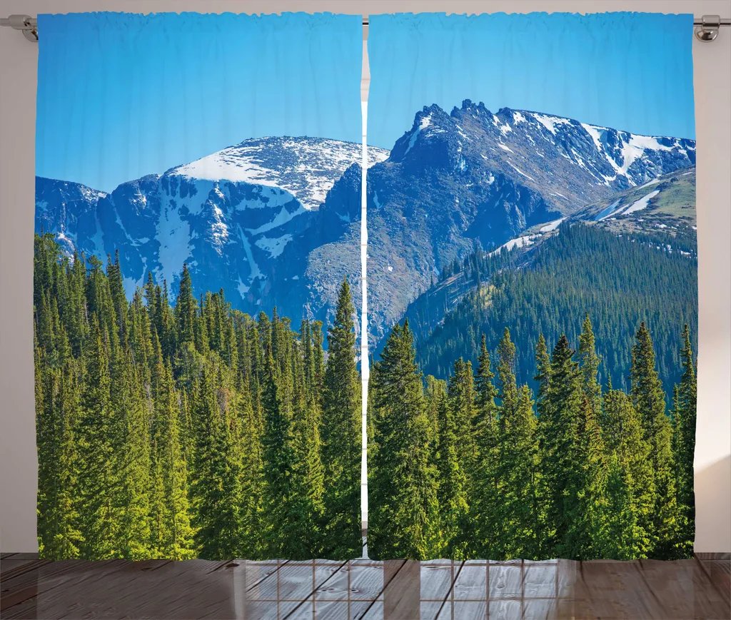 Rideaux Rustiques ABAKUHAUS Vue Arbres et Collines 280x225 cm Multicolore