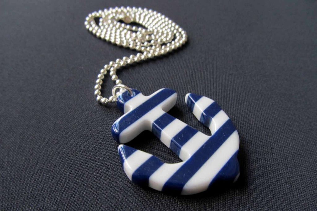 Anker Kette Halskette Miniblings 80cm Maritim Schiff blau Produktbild 