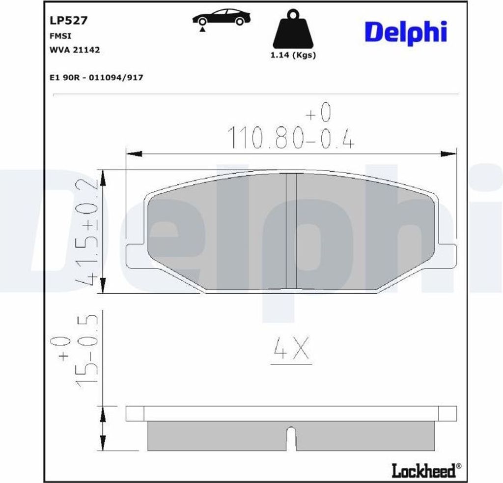 DELPHI Bremsbeläge Satz Bremsklötze für SUZUKI JIMNY (FJ) LP527