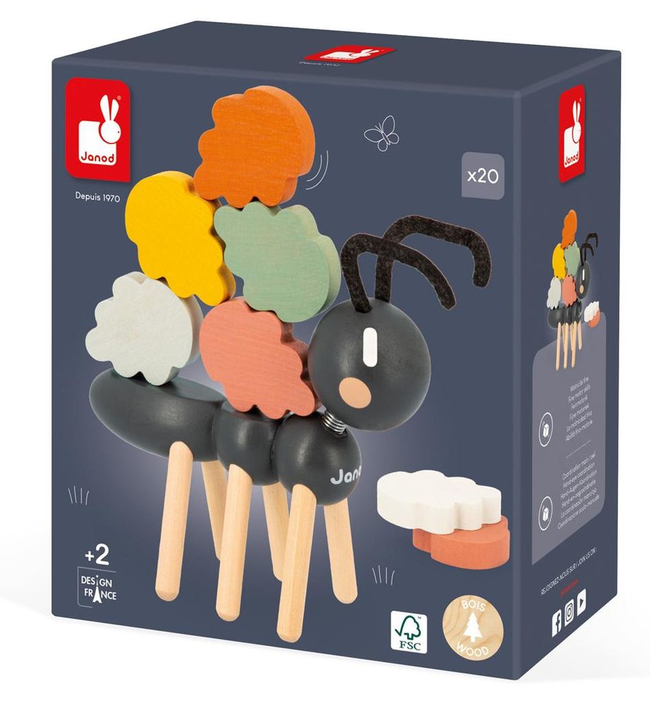 Janod Holz-Balancierspiel Ameise - Sweet Cocoon Balance Spielzeug für Kinder
