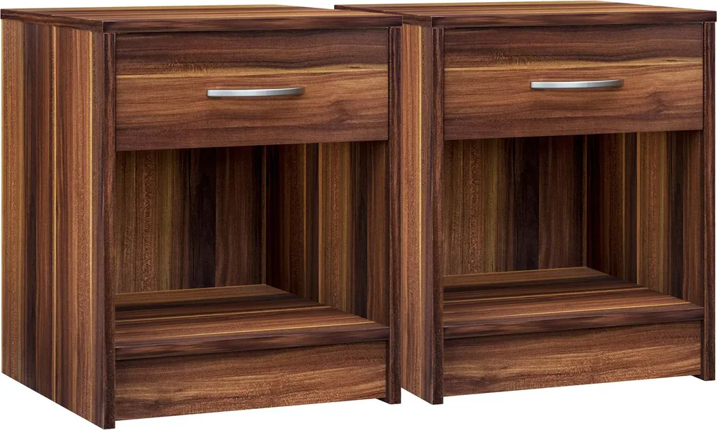 Table de nuit brune avec tiroir de rangement aspect merano lot de 2