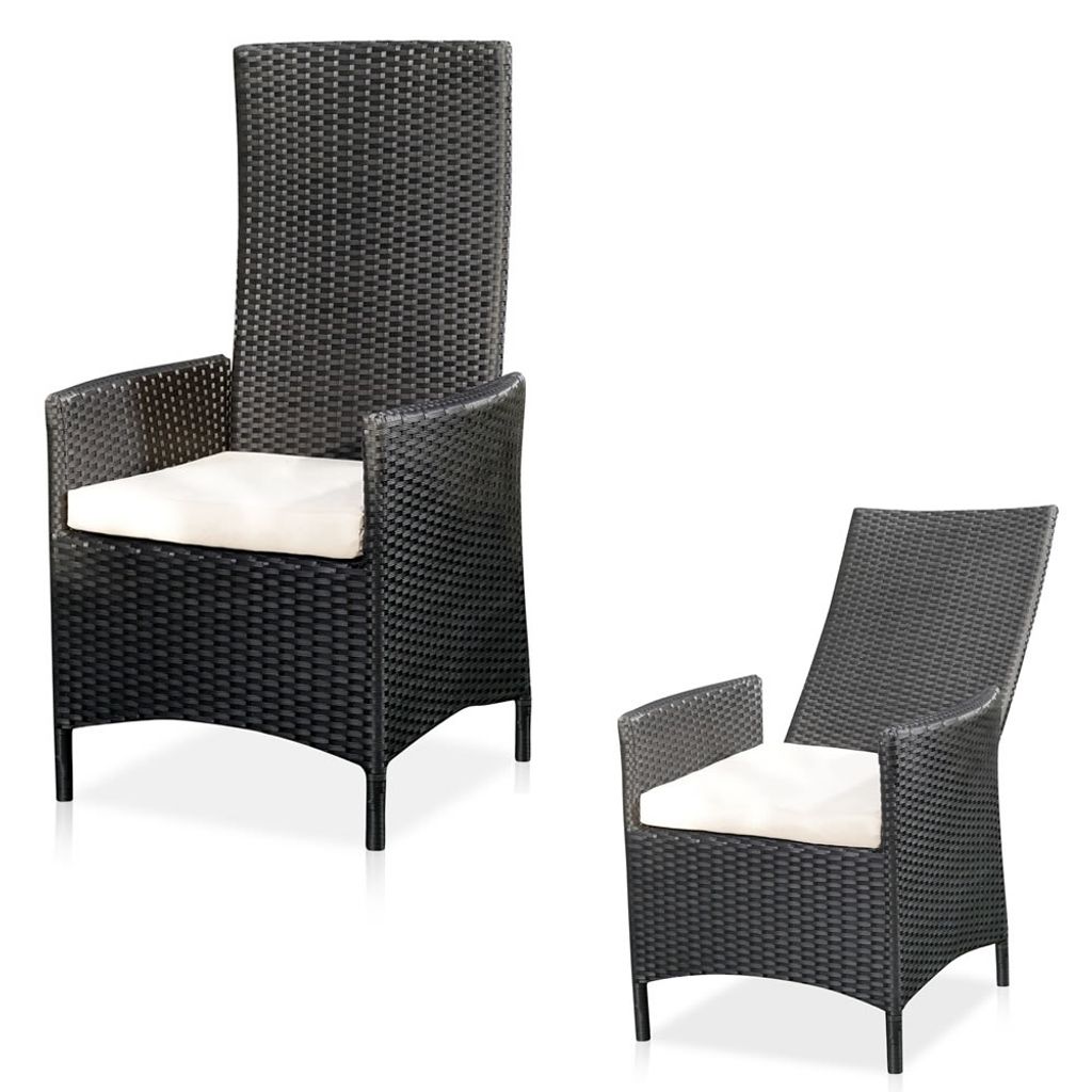 Chaise de jardin en poly rotin réglable Fauteuil relax noir Image du produit 