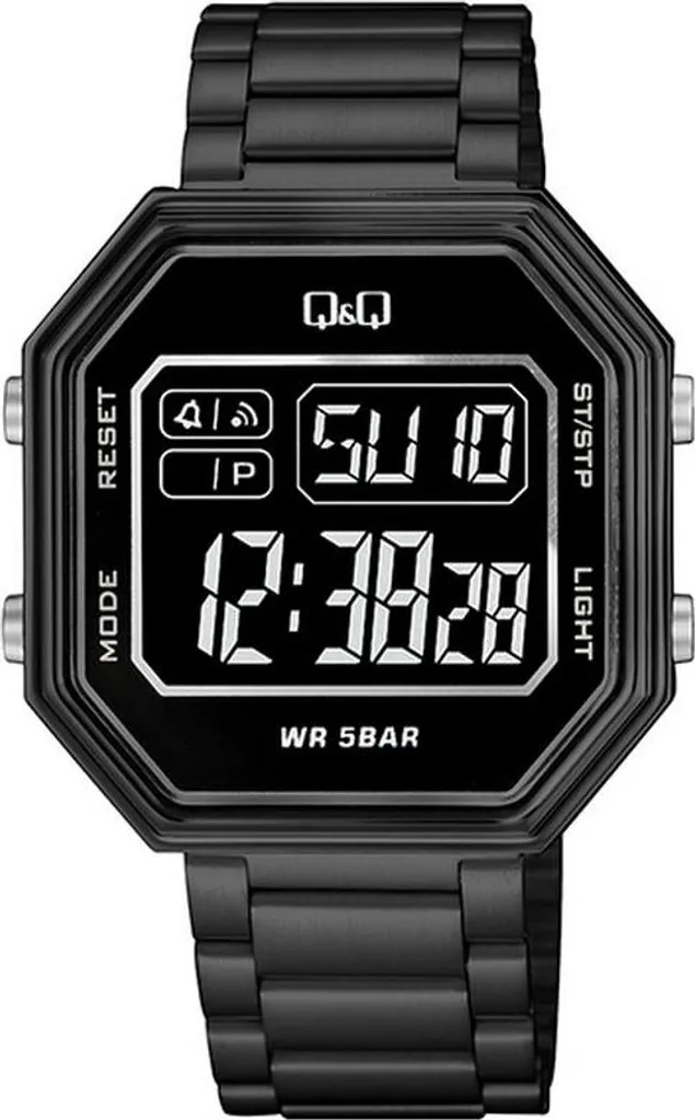 Montre Q&Q M206J008Y noire en résine avec chronomètre et alarme sonore