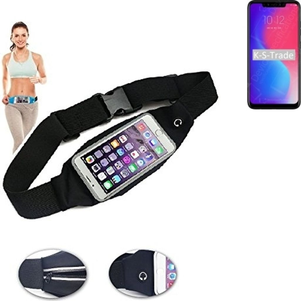 K-S-Trade Jogging-Armband kompatibel mit Lenovo S5 Pro Gürteltasche Umhängetasche Bauchtasche schwarz Sport Running Jogging Fitness Laufen Exercise