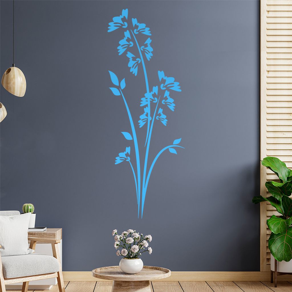 Blüten - Gräser - Frühling Wandtattoo in 6 Größen - Wandaufkleber Wall Sticker - Dekoration, Küche, Wohnzimmer, Schlafzimmer, Badezimmer
