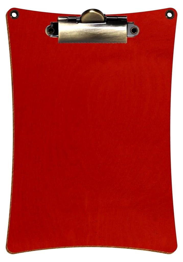 Bütic Holz Klemmbrett konkav Rot für DIN A3, A4, A5, A6 mit 2 Ösen aus 3 mm starkem Birkensperrholz mit Klarlack versiegelt