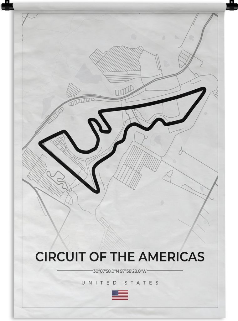 MuchoWow Wandteppich Wandbehang Amerika - Rennstrecke - Formel 1 - Circuit of the Americas - Rennsport - Weiß 120x180 cm Tapisserie Dekoration W...