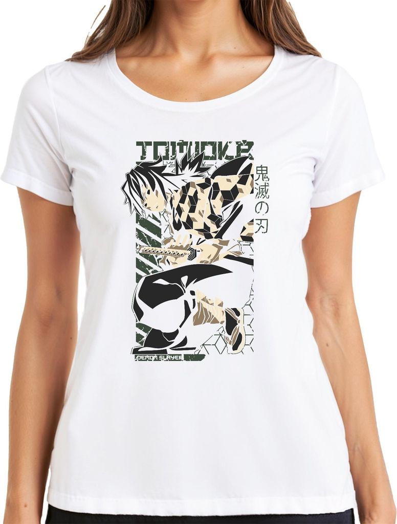 Giyu Tomioka Kimetsu no Yaiba Demon Slayer Anime Geschenk Damen T-Shirt, Weiß, 3XL