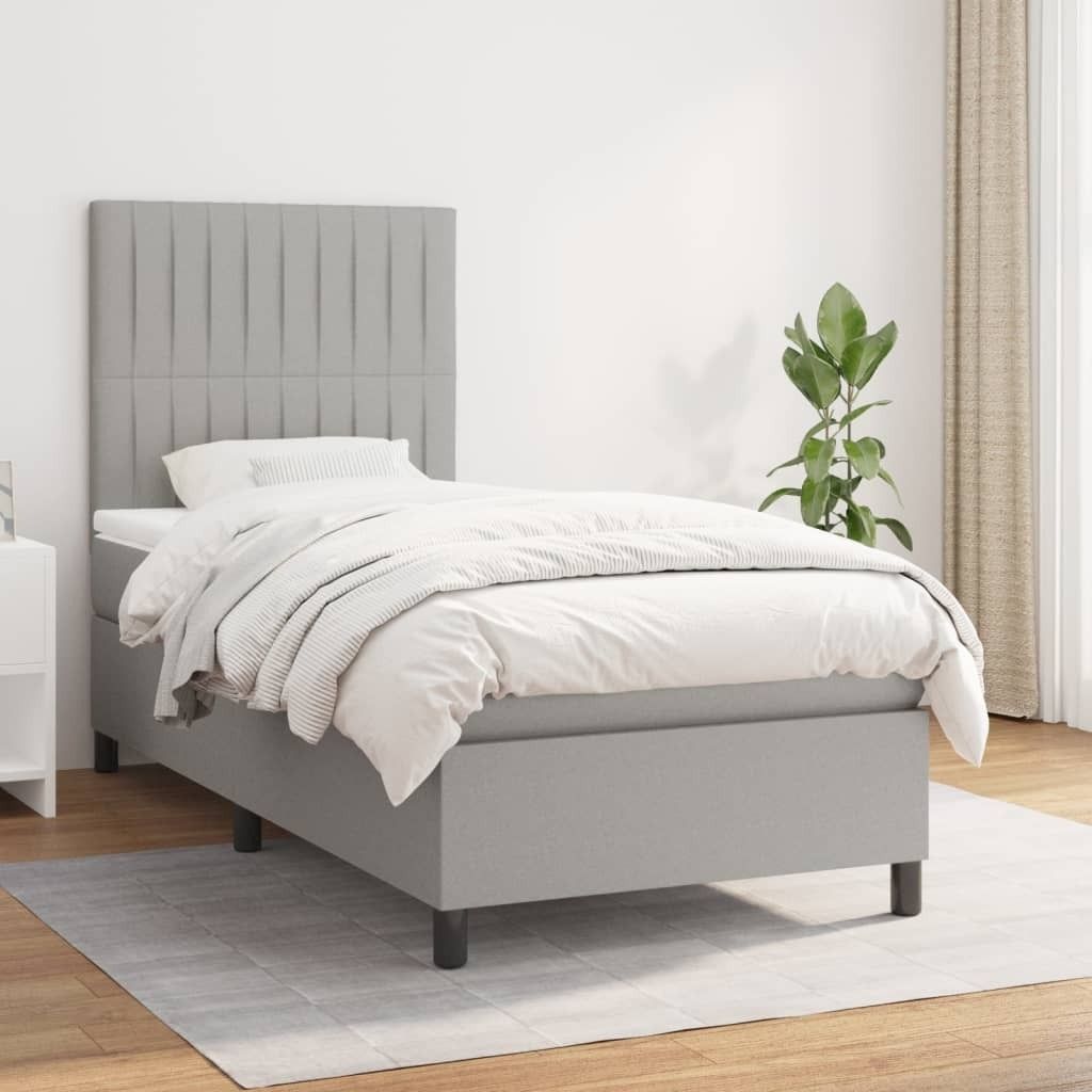 Maison Exclusive - Boxspringbett mit Matratze Hellgrau 80x200 cm Stoff