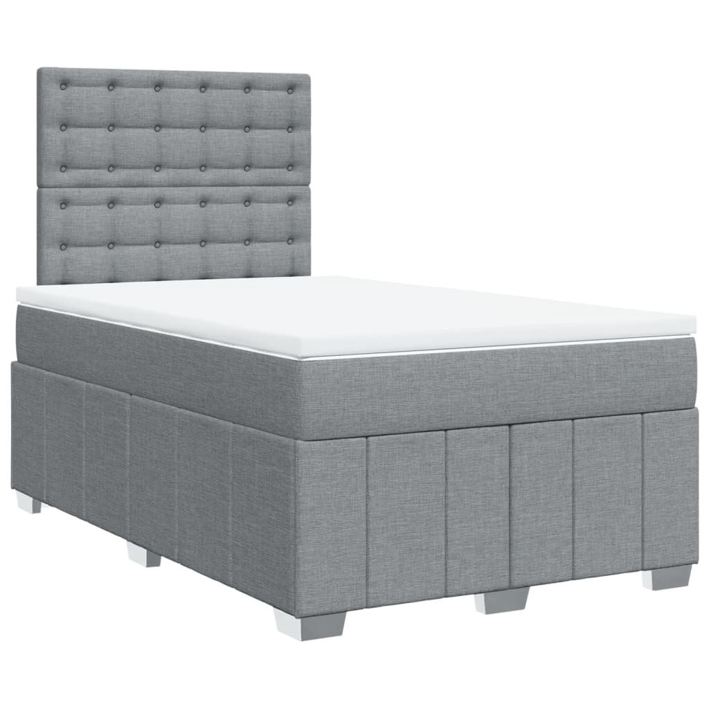 vidaXL Boxspringbett mit Matratze Hellgrau 120x200 cm Stoff