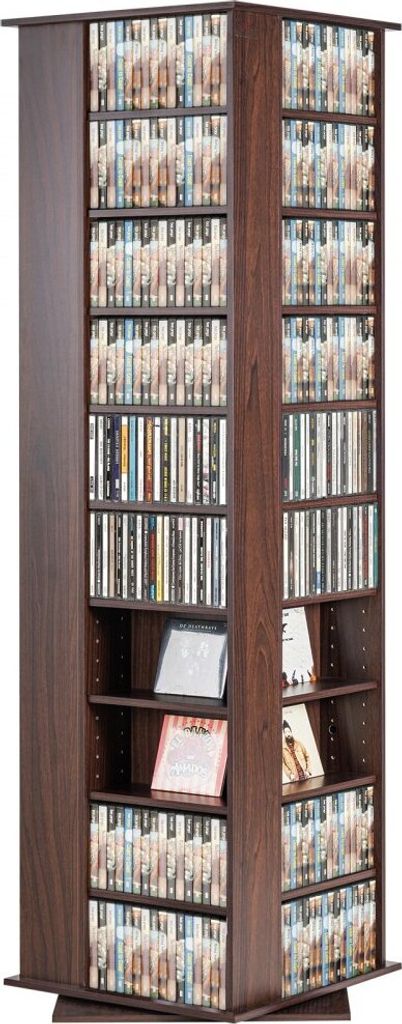 Medienaufbewahrungsschrank - 4-seitiger drehbarer Medienturm - für 1040 CDs - Espresso Farbton - platzsparend und modern