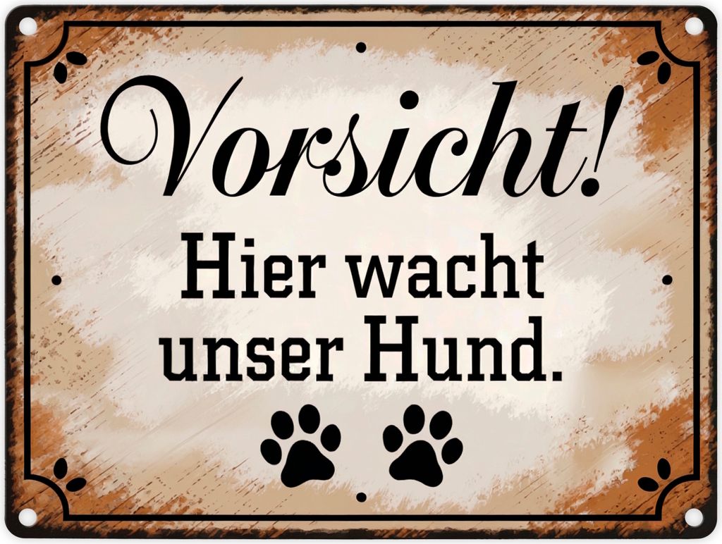 Vorsicht Hier wacht unser Hund Metallschild in 15x20 cm Produktbild 