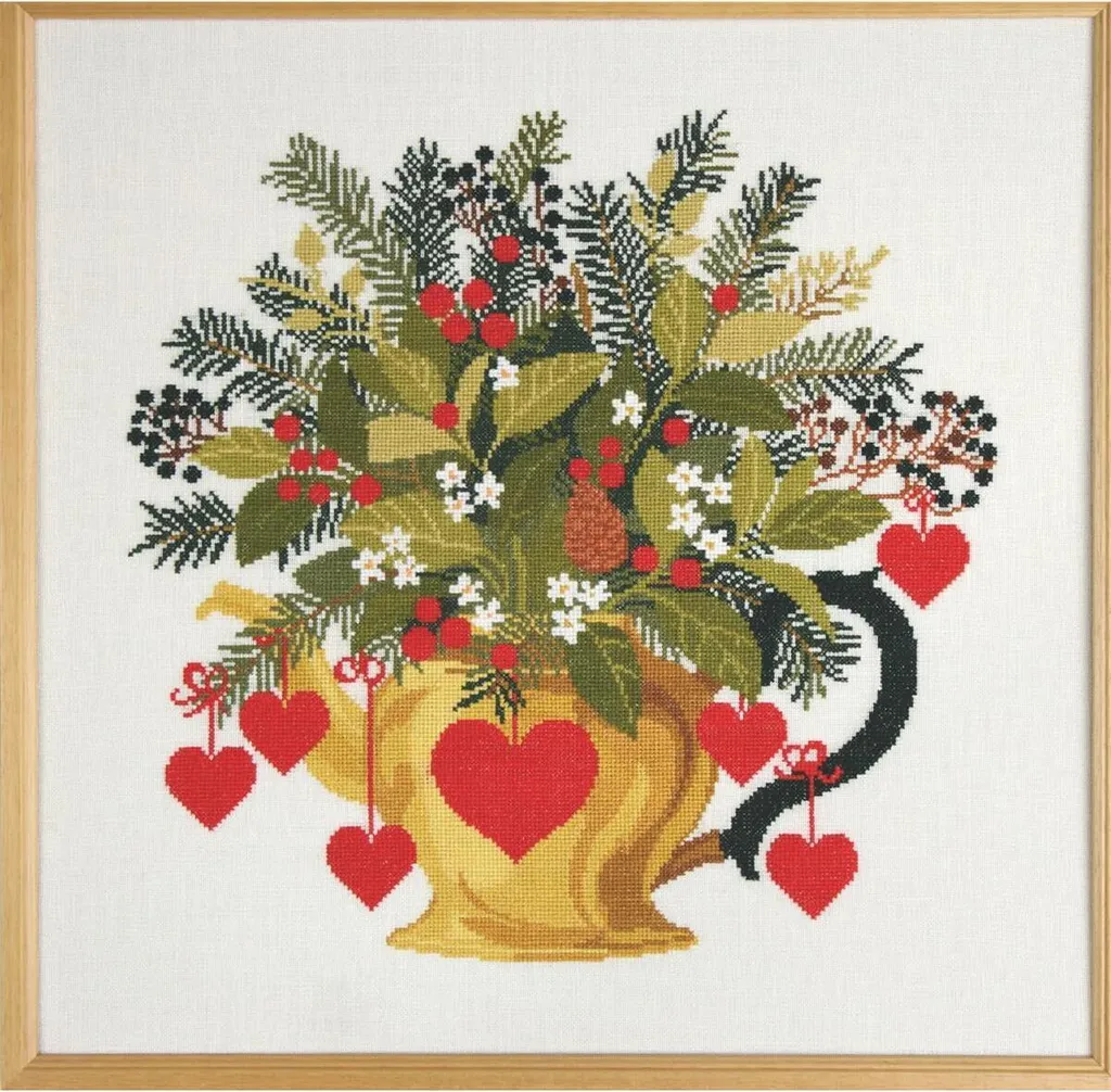 Broderie point de croix compté Cruche en laiton Eva Rosenstand 50cm
