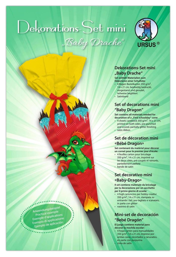 Ursus DEKO-SET SCHULTÜTE EASY LINE MINI "BABY DRACHE"