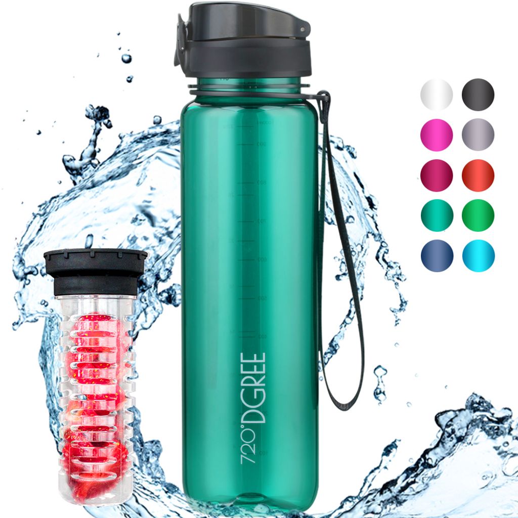 720°DGREE Trinkflasche uberBottle transparent 1000ml, Farbe:emerald green transp