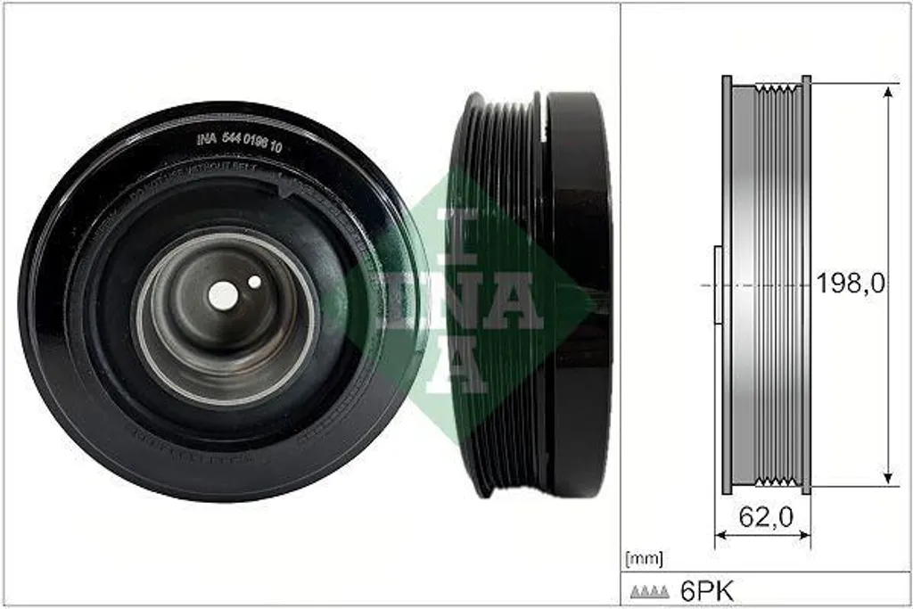 Poulie vilebrequin INA 198 mm haute résistance pour Audi A6 Avant C7