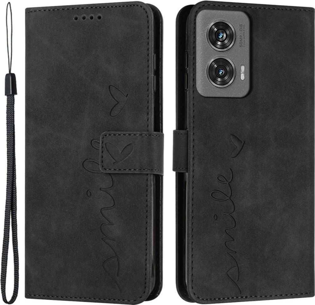 Motorola Edge 50 Fusion Hülle - Coverup Smile Klapphülle - Schwarz