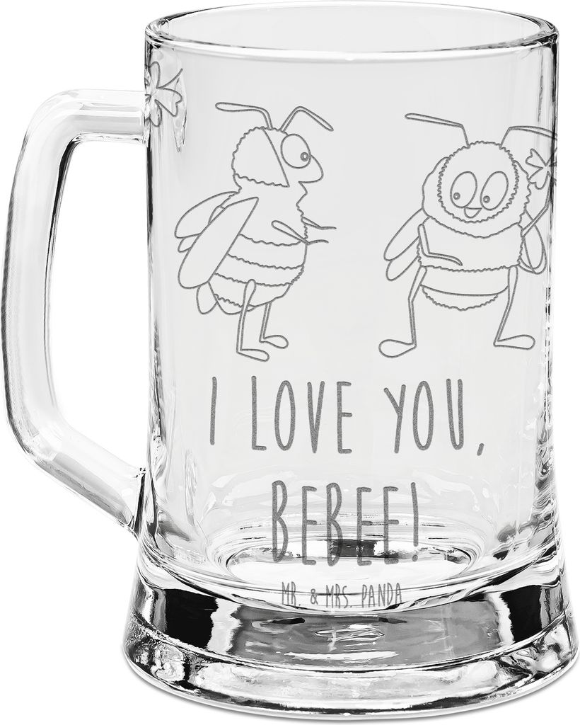 Mr. & Mrs. Panda Krug Bienen Paar - Transparent - Geschenk, Bierhumpen, für Frauen, Partner, Schildkröten, Hochzeitstag, Bierkrug Mit Gravur, Val...