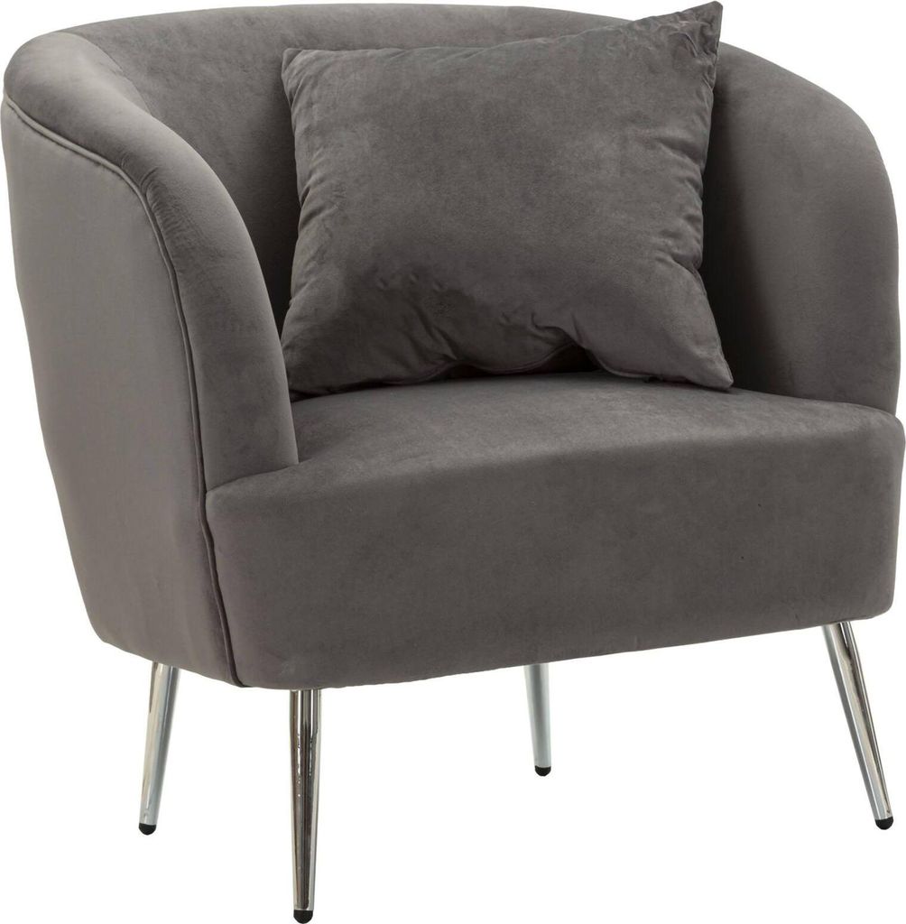 Sessel Landi, Gepolsterter Sitz, Einzelsofa im Wohnzimmer, Stuhl mit Armlehnen, 73x66 h78 cm, Grau und Silber