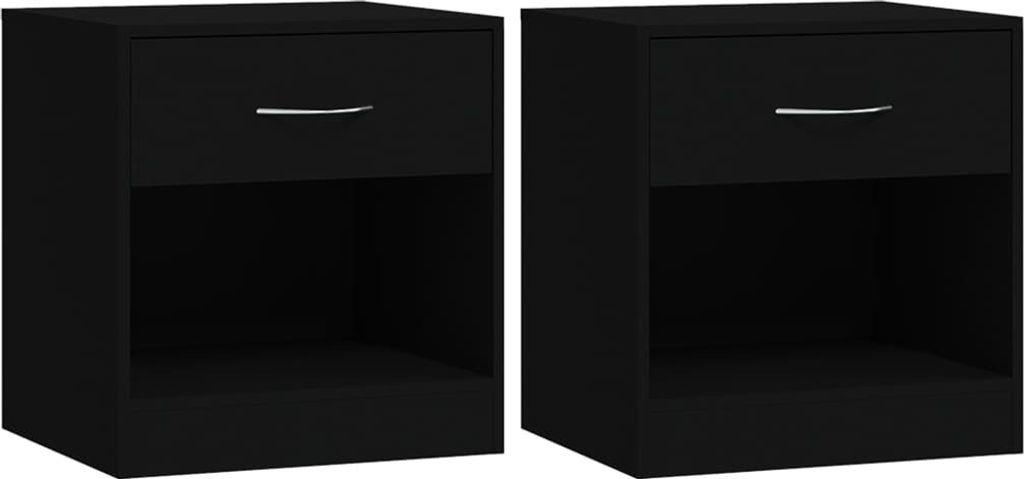 Nachttische 2 Stk. mit Schublade Schwarz