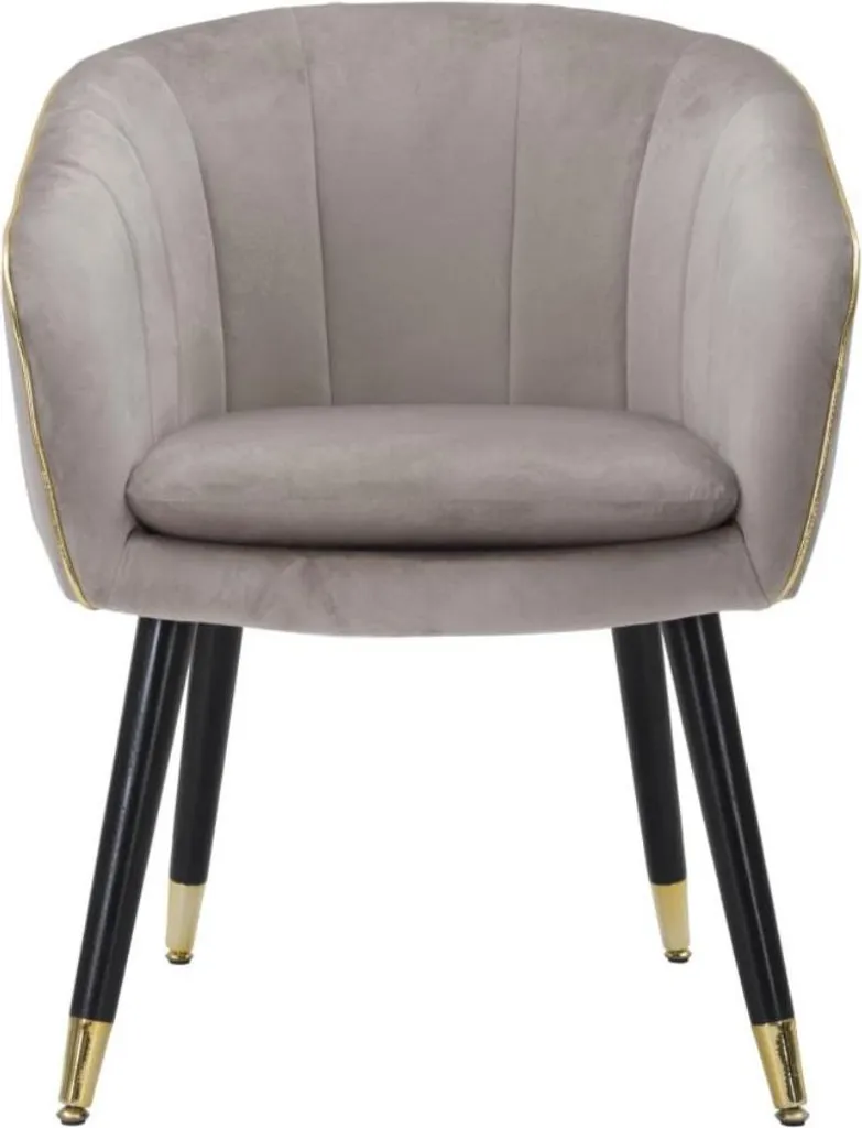 Fauteuil Velours Gris Paris avec Bordure Dorée - Finition Luxueuse