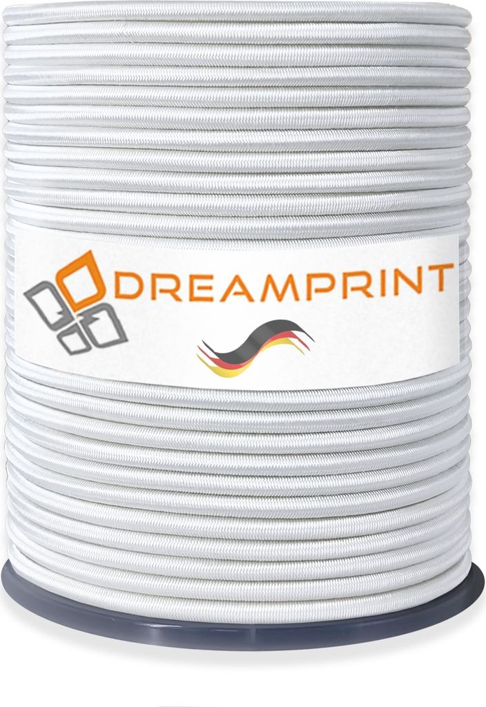 Dreamprint Expanderseil 100m Weiß 4mm Ø – Gummiseil, Planenseil