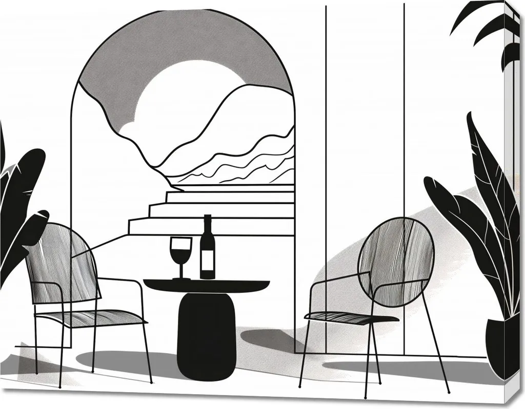 Déco Murale Salon Détente en monochrome - Grand Tableau 90 x 70 cm