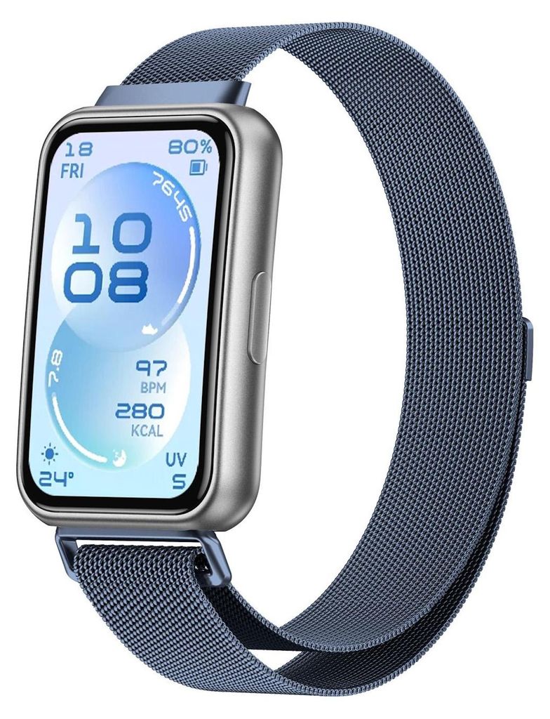 Smartwatch Armband Metall für Huawei Band 11 / 11 Pro / 10 Mesh Magnet Blau
