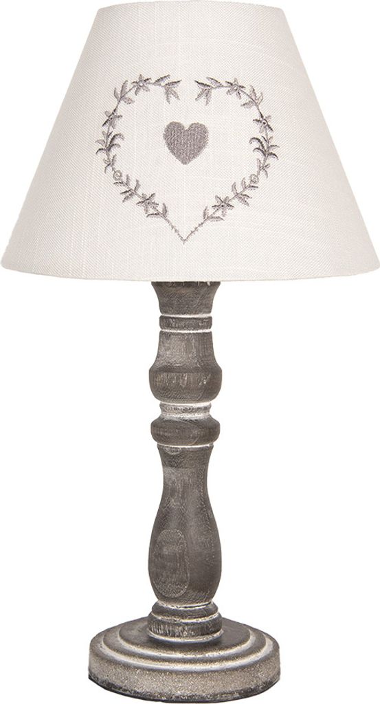 Clayre & Eef Tischlampe Ø 23x40 cm Grau Holz Produktbild 