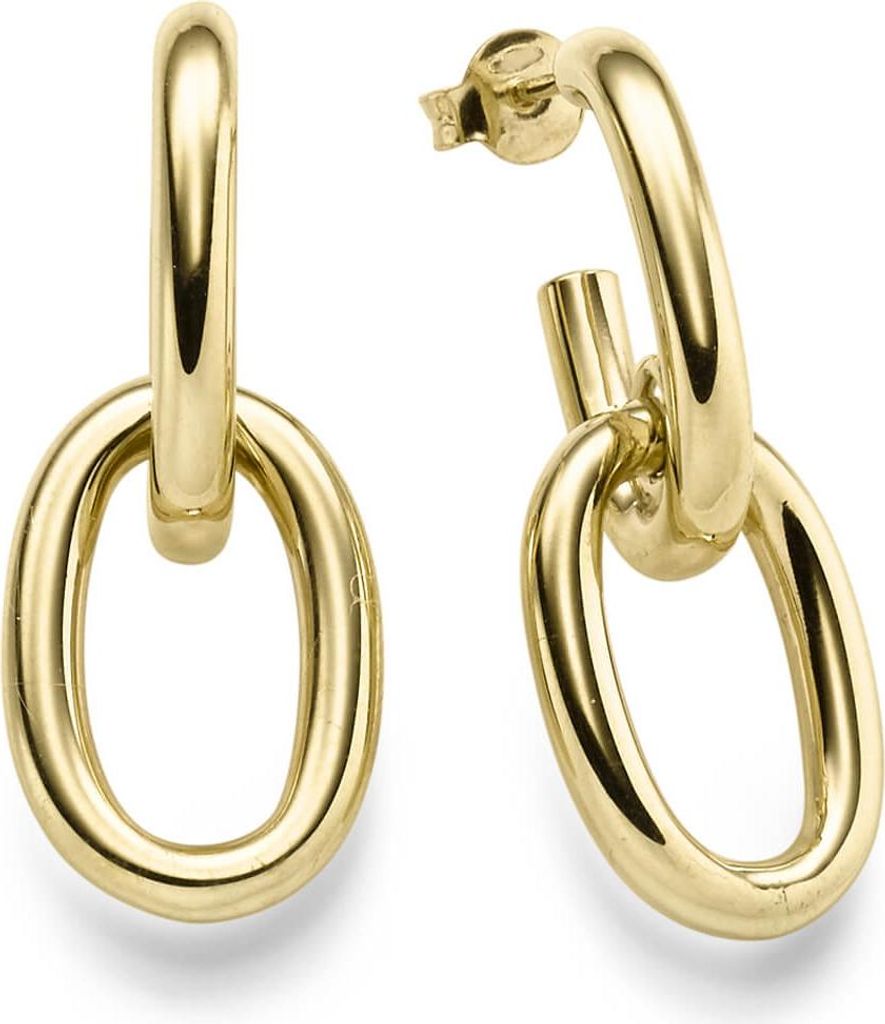 Paar Ohrringe Creolen-Stecker 35x14,2mm Ohrschmuck oval 585 Gold Gelbgold