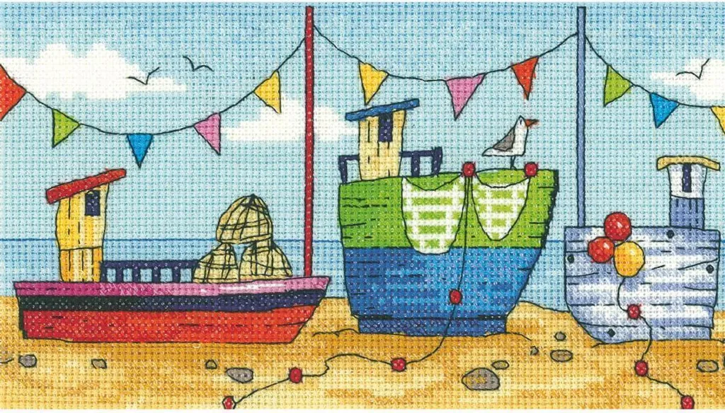 Broderie point de croix compté kit complet Boote A Heritage 20x11 cm