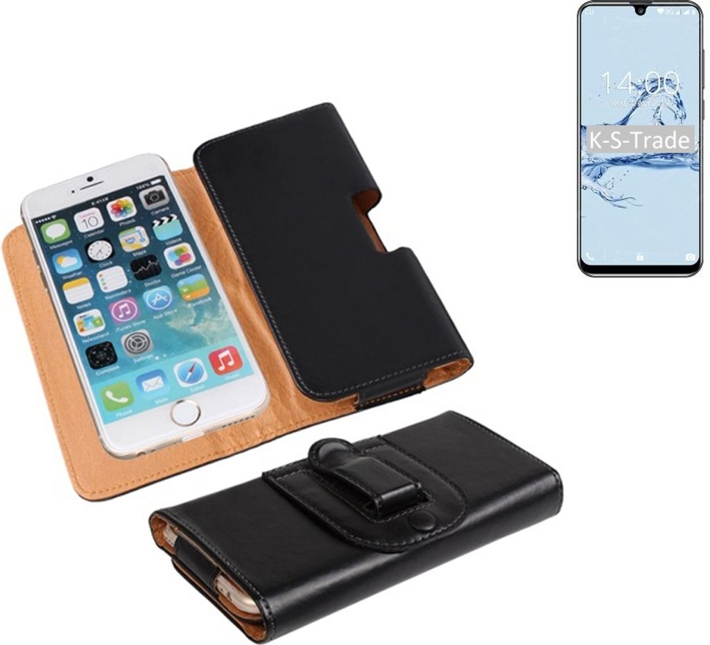 K-S-Trade Schützhülle Handyhülle kompatibel mit Oukitel C16 Holster Gürtel Tasche Schutzhülle Handy-Tasche Smartphone Case Seitentasche schwarz