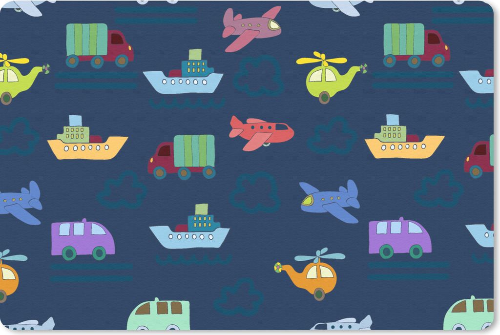 MuchoWow Mauspad Mousepad Muster - Flugzeug - Boot - Lastwagen - Junge - Kinder - Kinder 27x18 cm - Mousepads - Maus Mat - Pad - Mausunterlage - ...