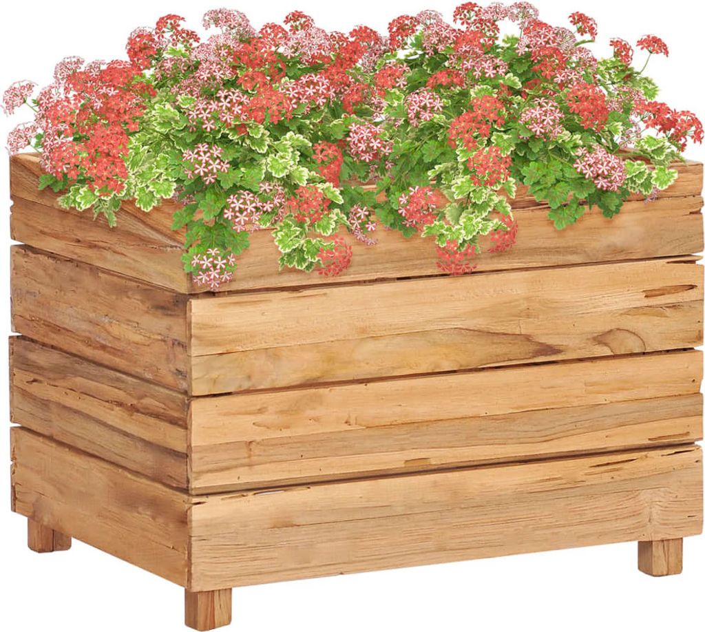 Hochbeet 50x40x38 cm Teak Altholz und Stahl