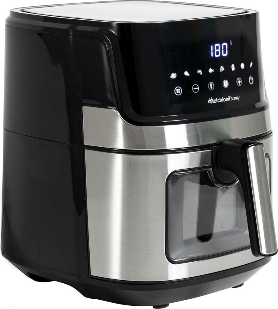 Melchioni Luftfritteuse 6,5 L 1600W Schwarz mit LED Display und Touch Control