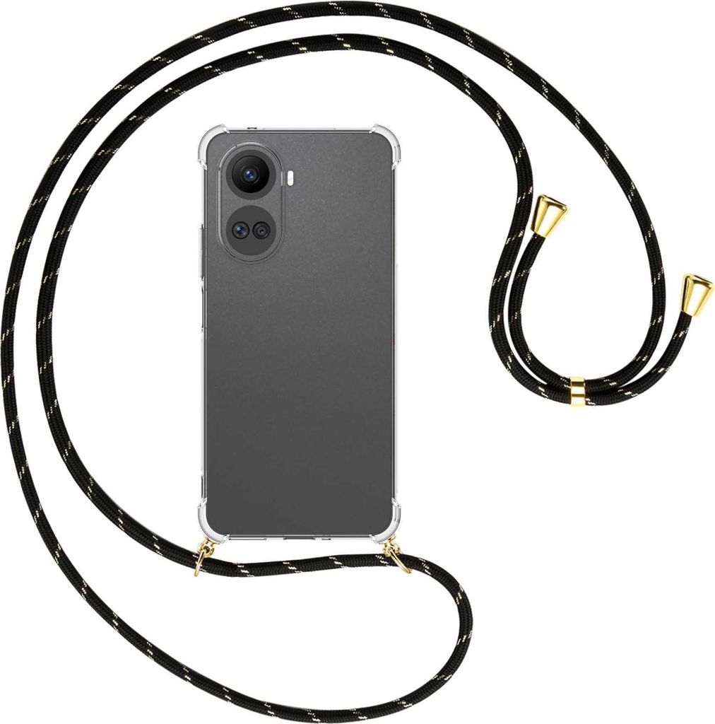 Handykette Backcover-Schutzhülle mit Band (Metall goldfarben) für Huawei nova 10 SE (BNE-LX1,LX3) - schwarz/gold